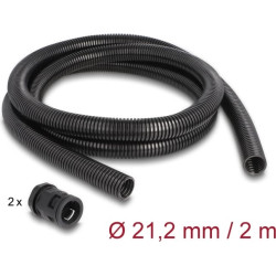 Delock Cable protection sleeve 2 m x 21.2 mm with 2 x PG16 conduit fitting set black