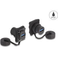 Delock D-Type Module USB 3.2 Gen 1 Type-A female to USB 3.2 Gen 1 Type-A female with protective cap IP67 dust and waterproof