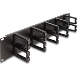 Delock 19″ Cable Management Routing Panel with 10 plastic hooks 2U black