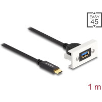 Delock Easy 45 Module SuperSpeed USB 10 Gbps (USB 3.2 Gen 2) USB Type-A female to USB Type-C™ male with pigtail, 22,5 x 45 mm