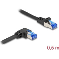 Delock RJ45 Network Cable Cat.6A S/FTP straight / right angled 0.5 m black