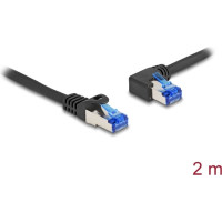 Delock RJ45 Network Cable Cat.6A S/FTP straight / left angled 2 m black