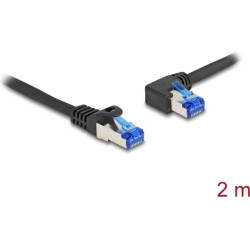 Delock RJ45 Network Cable Cat.6A S/FTP straight / left angled 2 m black