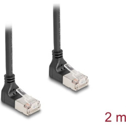 Delock RJ45 Network Cable Cat.6A S/FTP Slim 90° downwards / downwards angled 2 m black