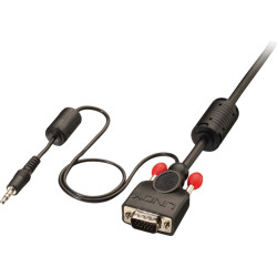 Lindy 37303 video kabeļu aksesuārs 10 m VGA (D-Sub) + 3.5mm Melns
