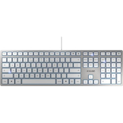 Cherry KC 6000 Slim tastatūra Universāls USB Amerikāņu angļu valoda Sudrabs, Balts