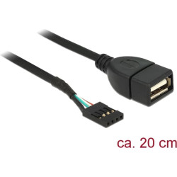Delock Cable USB Pin header female > USB 2.0 type-A female 20 cm