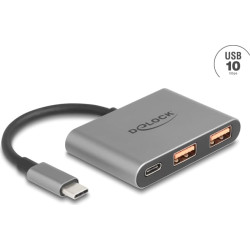 Delock 3 Port USB Hub 10 Gbps with USB Type-C™ to 1 x USB Type-C™ + 2 x USB Type-A