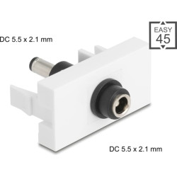 Delock Easy 45 Module DC 5.5 x 2.1 mm female to DC 5.5 x 2.1 mm male white