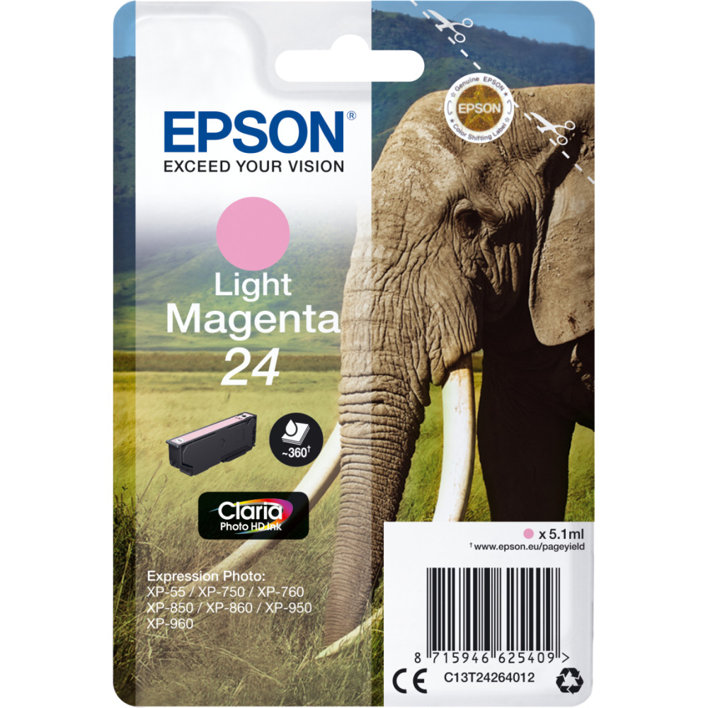 Epson Elephant Singlepack Light Magenta 24 Claria Photo HD Ink