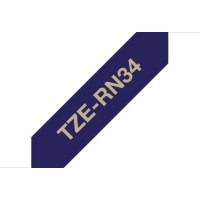 Brother TZE-RN34 marķēšanas lenta Zelta krāsā uz tumši zila fona