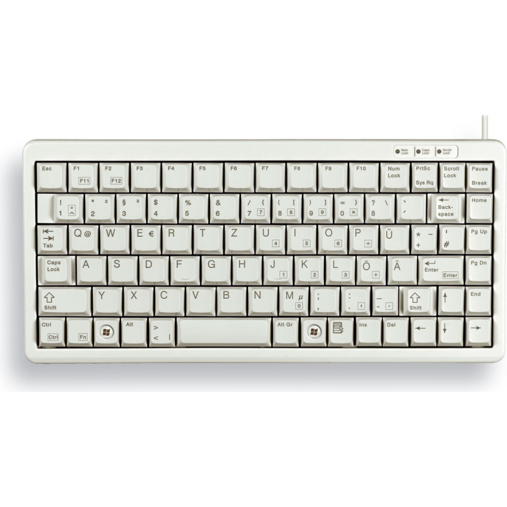 Cherry Compact Keyboard, QWERTY, 83 keys, Combi USB/PS2, Light Grey