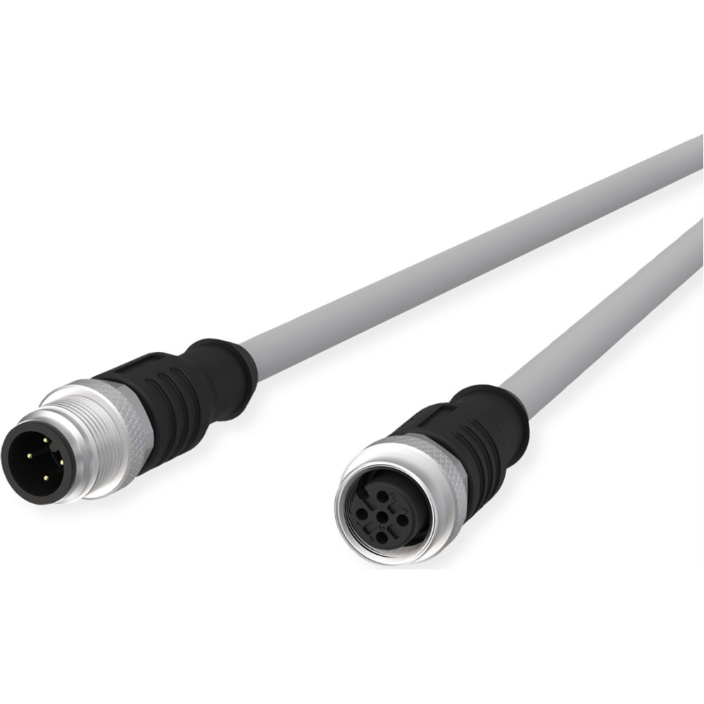 Metz Connect M12 Sensor-/Aktorleitung, A-kodiert, M12 Stecker gerade - M12 Buchse gerade, grau, 1 m