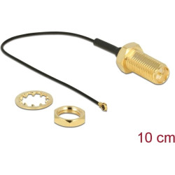 Delock Antenna Cable RP-SMA Jack Bulkhead  MHF IV HSC MXHP32 compatible plug 100 mm 0.81 thread length 10 mm