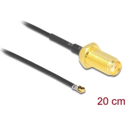 Delock Antenna Cable SMA jack bulkhead to I-PEX Inc., MHF® 4L LK plug 1.37 20 cm thread length 10 mm