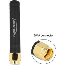 Delock LPWAN 868 MHz Antenna SMA plug 1.6 dBi omnidirectional fixed black
