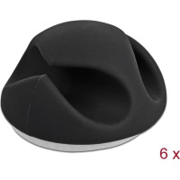 Delock Cable Holder with 2 feed-throughs self-adhesive Set 6 pieces black