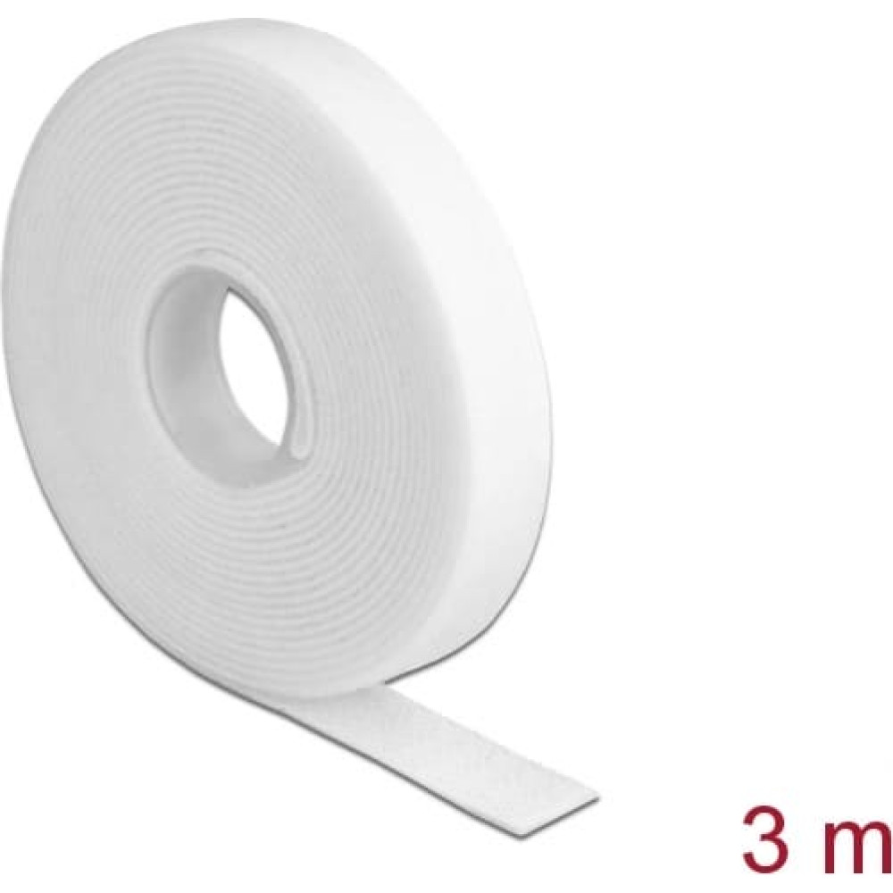 Delock Hook-and-loop tape on roll L 3 m x W 13 mm white