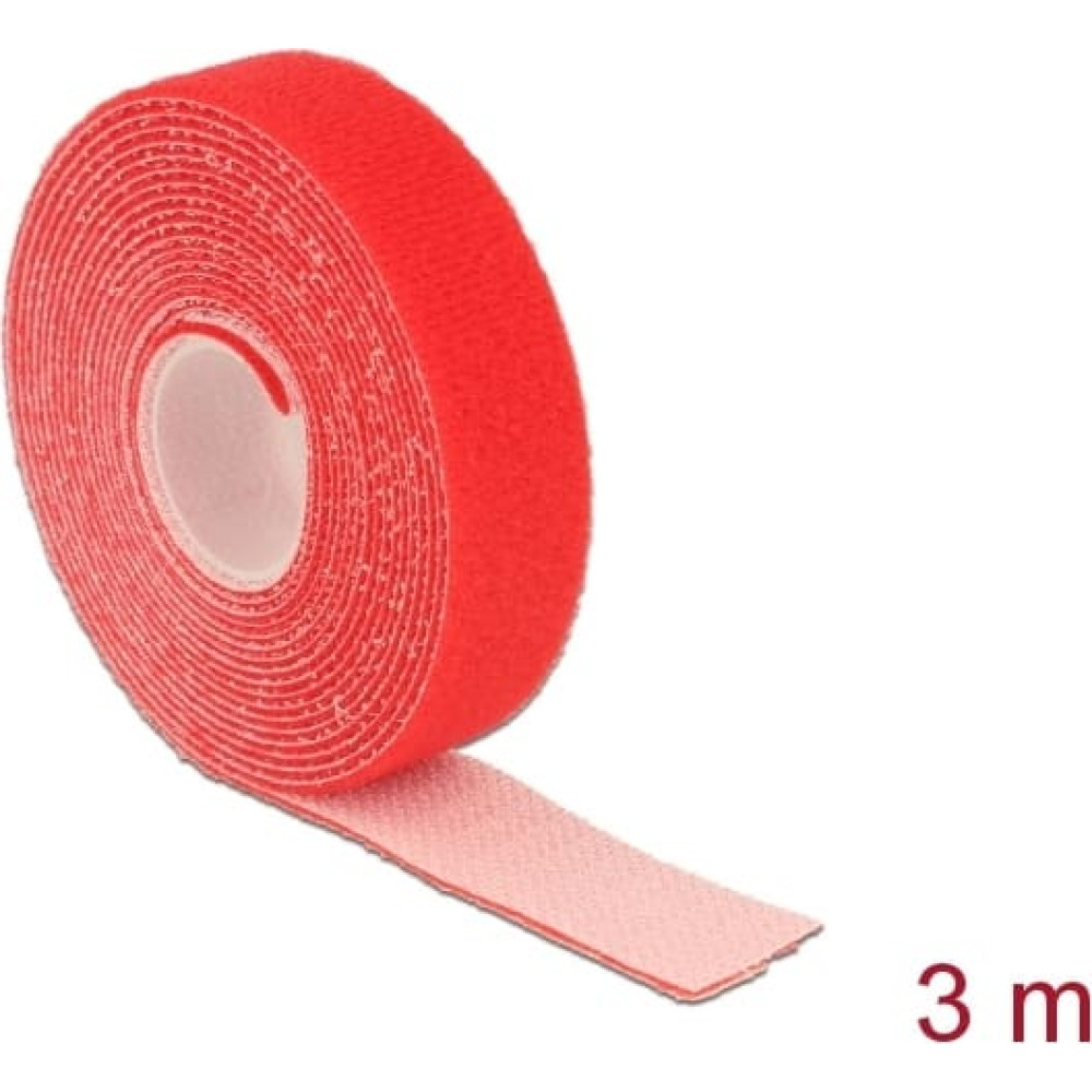 Delock Hook-and-loop tape on roll L 3 m x W 20 mm red
