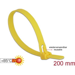 Delock Cable ties reusable heat-resistant L 200 x W 7.5 mm 100 pieces yellow