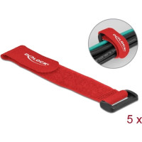 Delock Hook-and-loop cable tie with loop L 190 x W 25 mm red 5 pieces