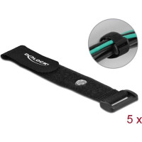 Delock Hook-and-loop cable tie with Loop and Fastening Eyelet L 190 x W 25 mm black 5 pieces