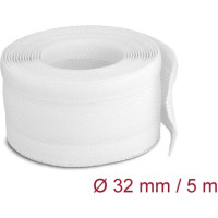 Delock Braided Sleeving with Hook-and-Loop Fastener 5 m x 32 mm white