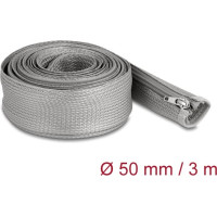 Delock Braided Sleeve with zip fastener heat-resistant 3 m x 50 mm grey