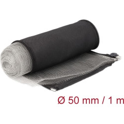 Delock EMI Shielding braided sleeve with zip heat resistant 1 m x 50 mm black