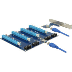 Delock Riser Card PCI Express x1 > 4 x PCIe x16 with 60 cm USB cable