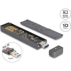 Delock External Enclosure for M.2 NVME PCIe SSD or SATA SSD with USB 10 Gbps Type-A male