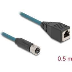 Delock M12 Adapter Cable X-coded 8 pin female to RJ45 female 50 cm