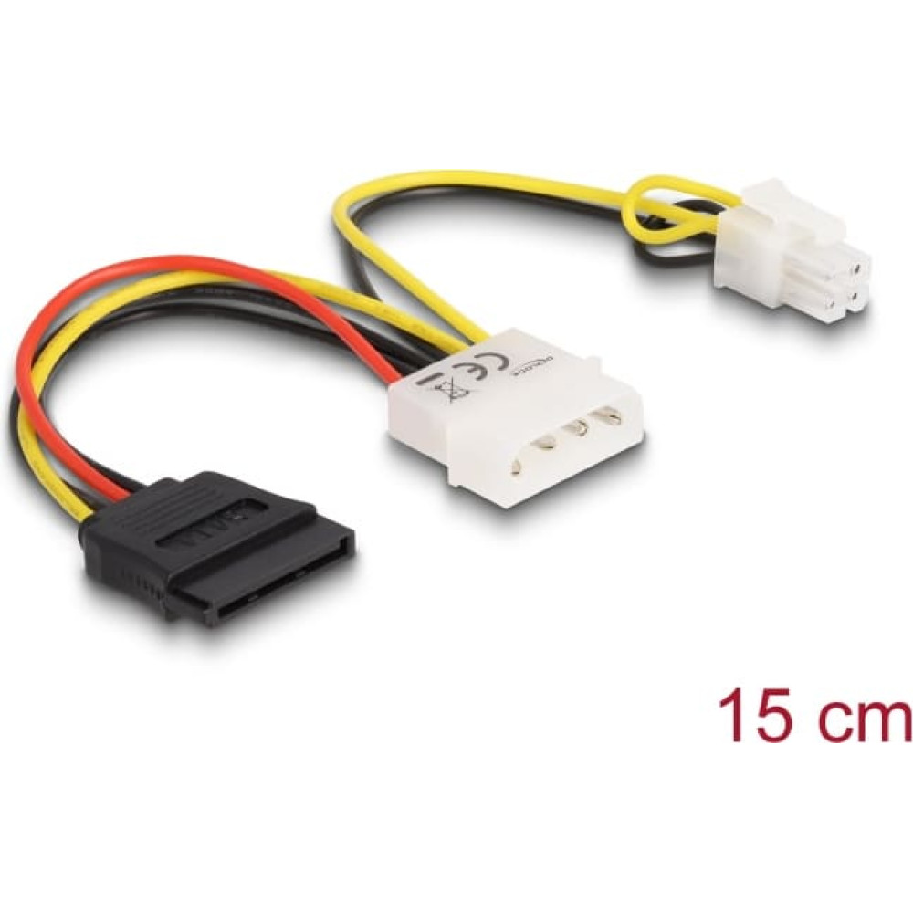Delock Cable Power Molex 4 pin male > SATA 15 pin female + P4 male