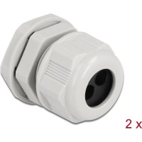 Delock Cable Gland PG16 for round cable with two cable entries grey 2 pieces