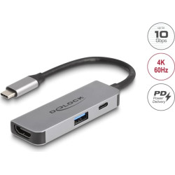 Delock USB Type-C™ Adapter to HDMI 4K 60 Hz with USB Type-A and USB Type-C™ PD 95 W