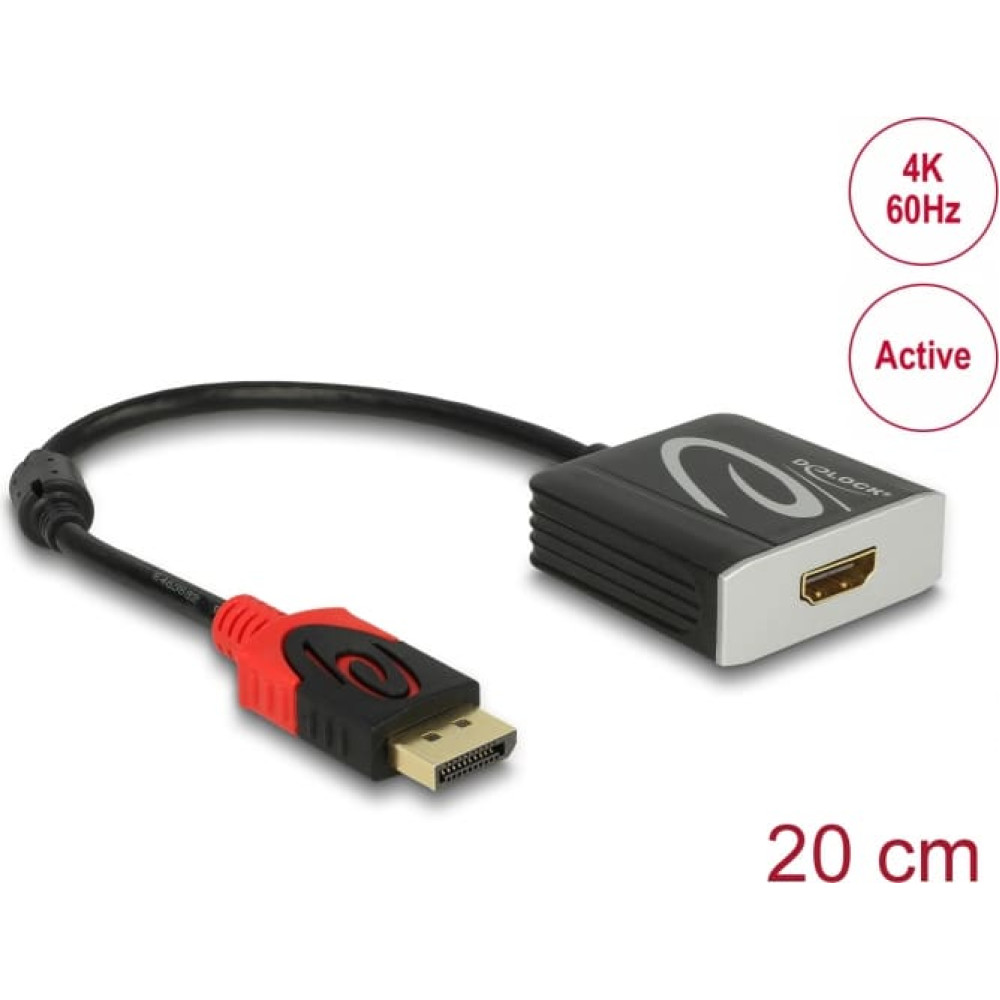 Delock Adapter DisplayPort 1.2 male > HDMI female 4K 60 Hz Active