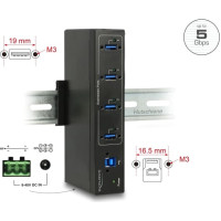 Delock External Industry Hub 4 x USB 3.0 Type-A with 15 kV ESD protection