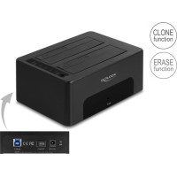 Delock USB Dual Docking Station for 2 x SATA HDD / SSD with Clone and Erase Function