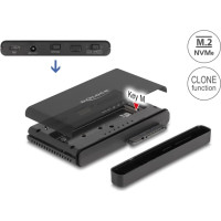 Delock USB Type-C™ Converter for 1 x M.2 NVMe SSD + 1 x SATA SSD / HDD with Clone Function
