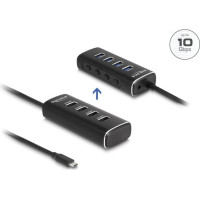Delock 4 Port USB 10 Gbps Hub with USB Type-C™ connector 60 cm Cable and Switch for each port
