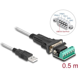 Delock Adapter USB 2.0 Type-A to 1 x Serial RS-422/485 male with 6 pin terminal block 5 V 0.5 m