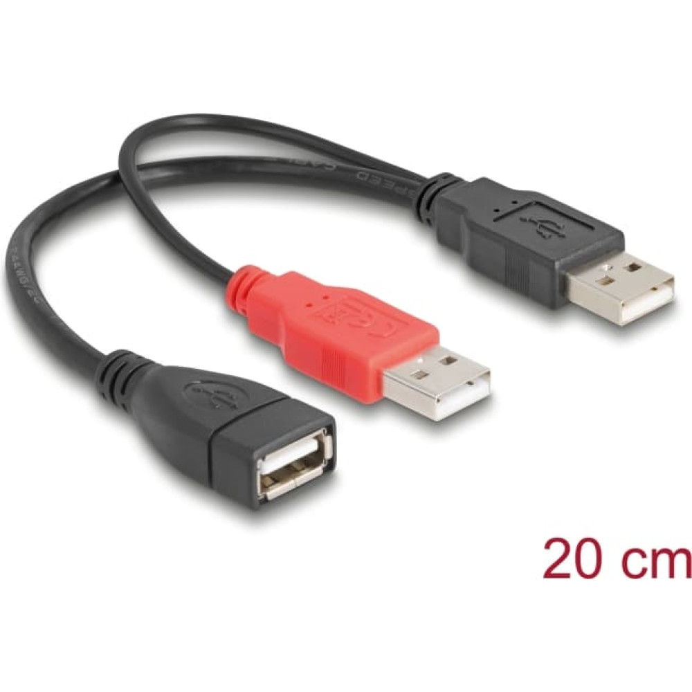 Delock Y cable 2 x USB 2.0 Type-A male > 1 x USB 2.0 Type-A female 20 cm