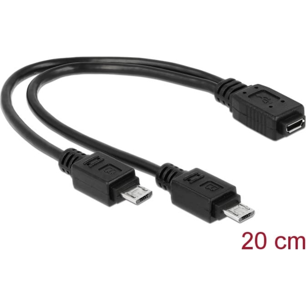Delock Cable USB micro B female > 2 x USB micro-B male 20 cm