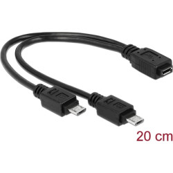 Delock Cable USB micro B female  2 x USB micro-B male 20.5 cm