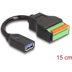 Delock USB 3.2 Gen 1 Cable Type-A female to Terminal Block Adapter with push button 15 cm