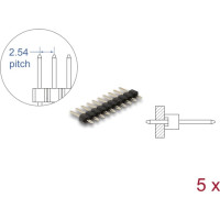 Delock Pin header 10 pin, pitch 2.54 mm, 1-row, straight, 5 pieces