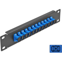 Delock 10″ Fiber Optic Patch Panel 12 Port SC Simplex blue 1U black