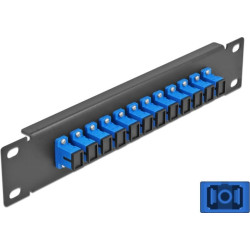 Delock 10″ Fiber Optic Patch Panel 12 Port SC Simplex blue 1U black