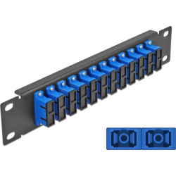 Delock 10″ Fiber Optic Patch Panel 12 Port SC Duplex blue 1U black