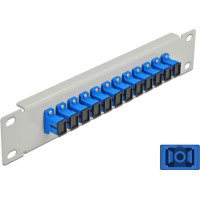 Delock 10″ Fiber Optic Patch Panel 12 Port SC Simplex blue 1U grey